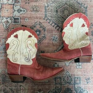 Justin boots red used and worn condition cowboy boots